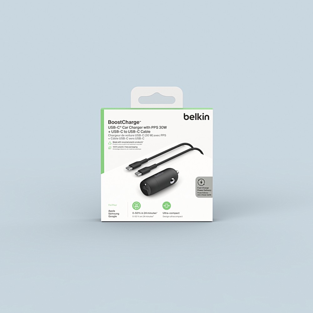 Chargeur voiture 30w USB-C Câble PVC 1m C-C - Image 2