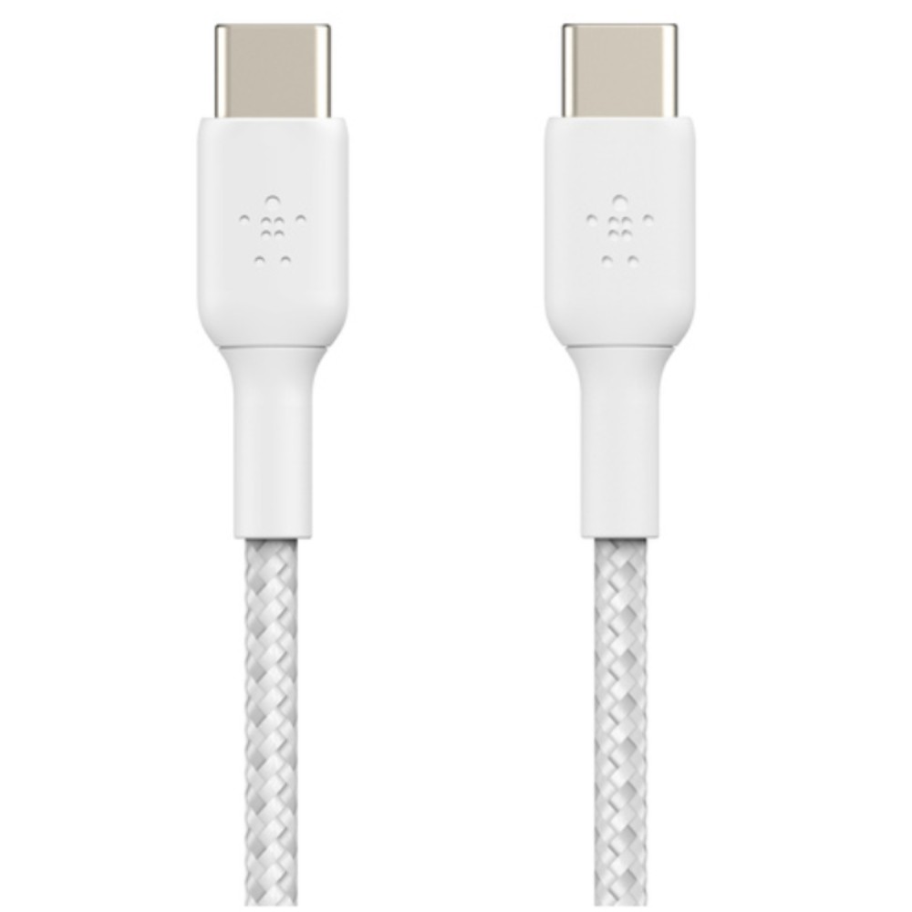 2 cbls tressés USBC-C blanc 2m