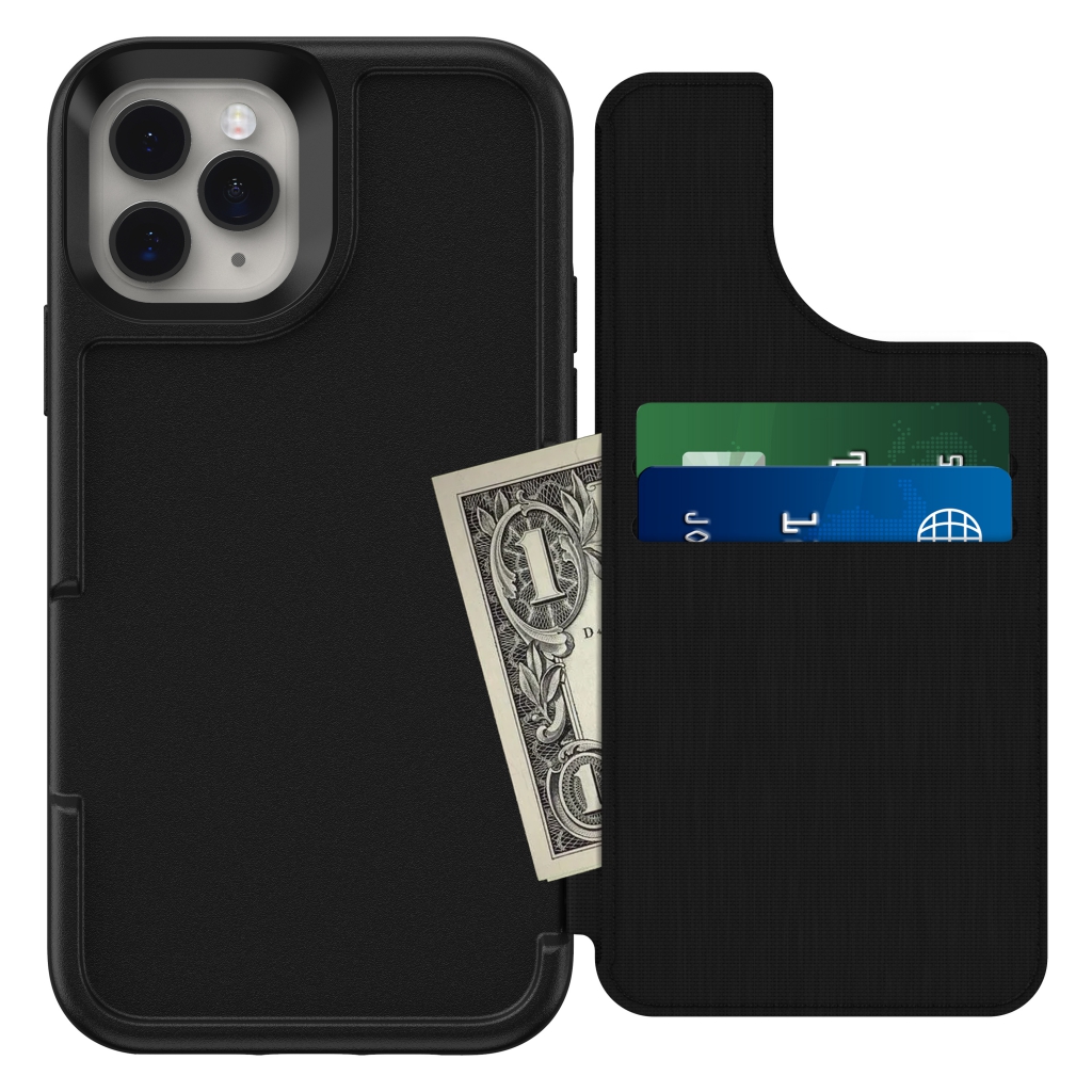 WALLET CASE IPHONE 11 PRO NOIR coque renforcée 2 emplacements - Image 3
