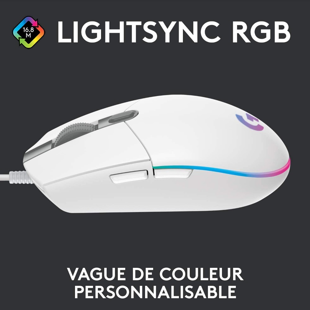 G203 LIGHTSYNC White Souris gaming - Image 2