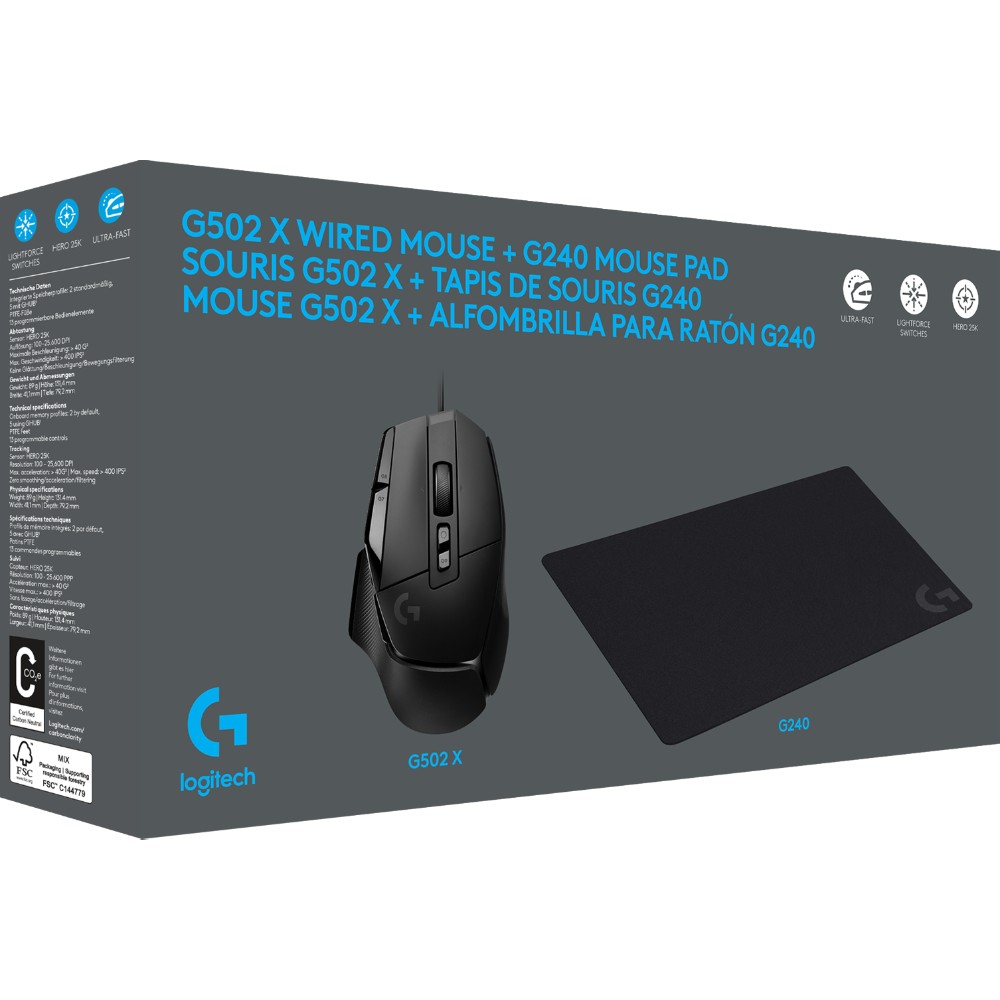 Bundle G502X + G240 Bundle Souris + Tapis