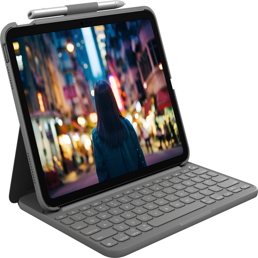 SLIM FOLIO IPAD (10th gen) clavier Bt intégré Ipad gris - Image 4