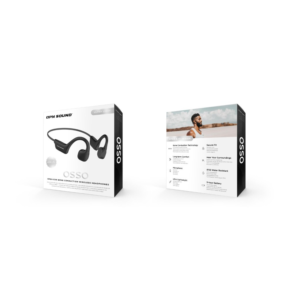 Casque sans fil (Bluetooth) à conduction osseuse avec microphone Osso - Noir - Image 4