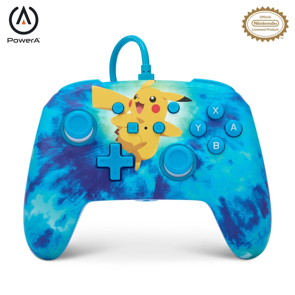 Manette de jeu filaire améliorée édition Pikachu Tie Dye pour Nintendo Switch