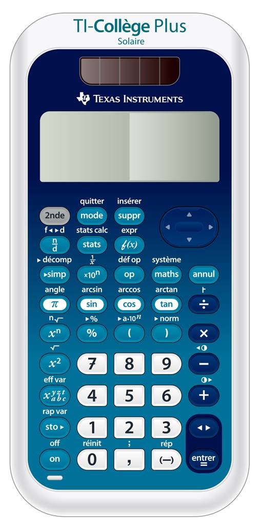 Calculatrice scientifiquesolaire TI-Collège Plus - Bleu