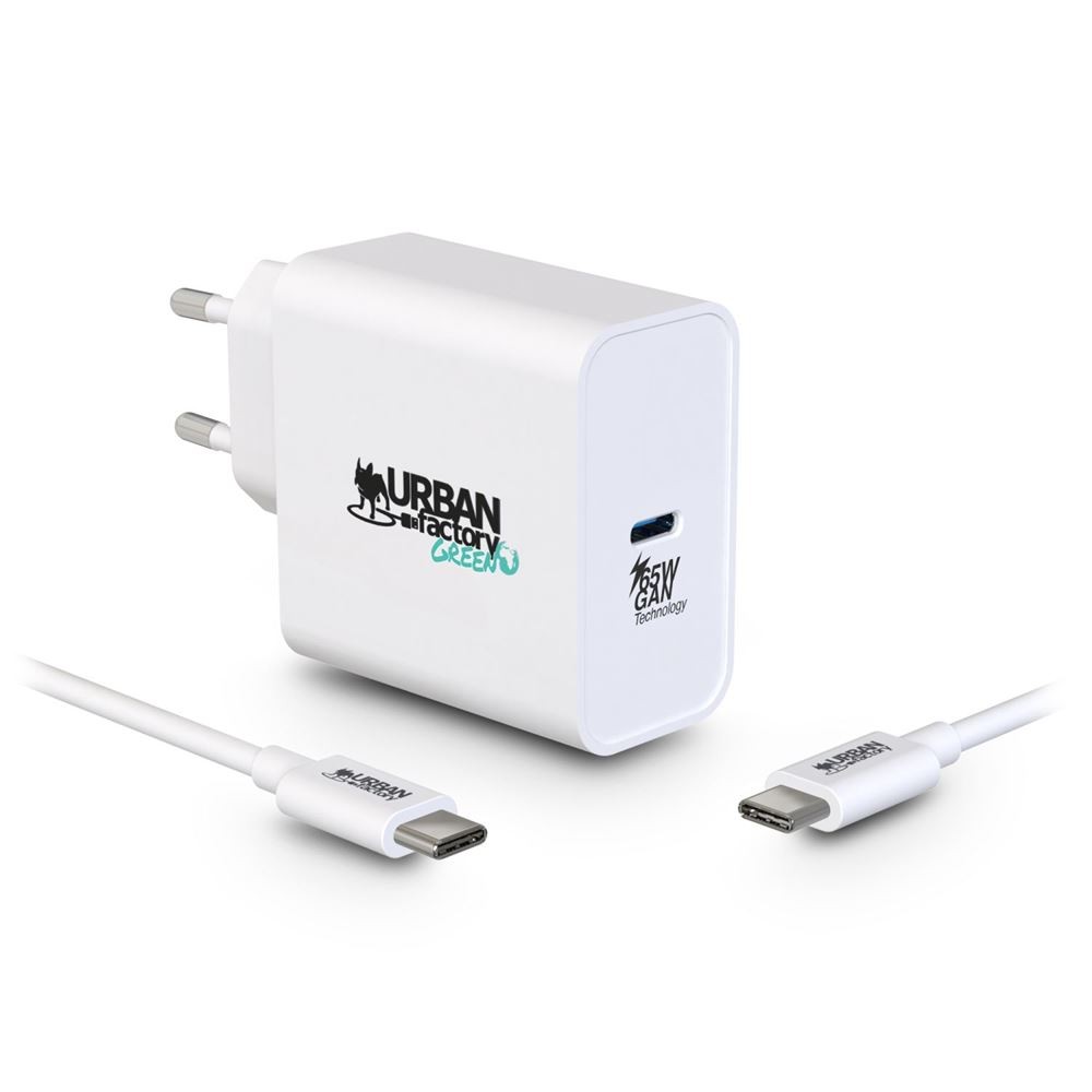 Chargeur secteur USB-C 65Watts ECO-CONCU+Câble USB-C/USB-C 2